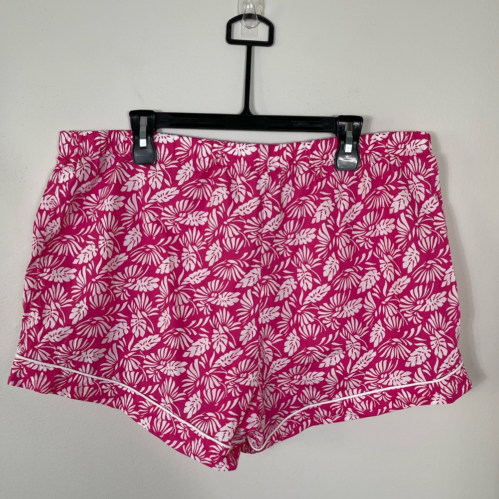 J. Crew Pink Fuchsia White Floral Elastic Waistband Shorts Cotton Summer XL - Picture 5 of 11